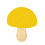黄色キノコのイラスト　クレヨン風　ⒸAtelier Funipo
